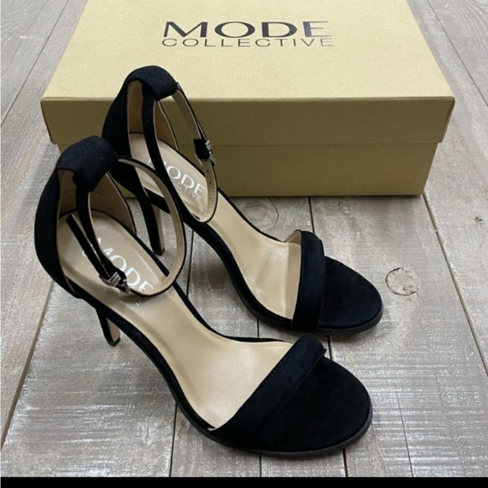 The Mode Collective Daria Suede Sandal Black Suede Leather GORGEOUS - Picture 2 of 8
